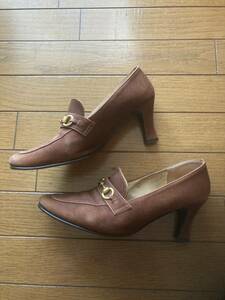 Fin fins bit Loafer pumps original leather 24.5 suede 