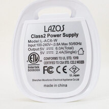 送料無料 USB 6ポート AC充電器 ACアダプター LAZOS ホワイト L-AC6-W/6080ｘ１台_画像6