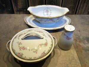 美品　NORITAKE　CHINA　WINDSOR　5924　ソース深皿　クルトン蓋付き器　調味料入れ　ノリタケチャイナ　ウインザー