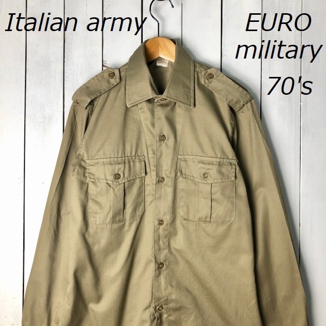 スペイン軍 実物 60s～70s 厚手ヘリンボーン セーラーシャツ 46 