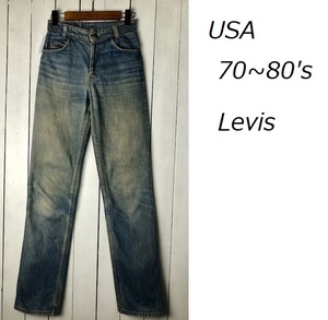 USA古着 70s～80s USA製 Levis デニムパンツ SCOVILL S～M オレンジタブ オールド ヴィンテージ アメリカ古着 リーバイス ストレート ●134