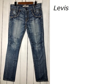 00s Levis シーム入りテーパードスリムデニムパンツ 28 ヴィンテージ加工 オールド リーバイス ストレート デザインデニム ●259