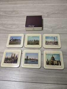 CLOVERLEAF coasters クローバーリーフ コースター 6枚セット 裏 コルク made in　UK