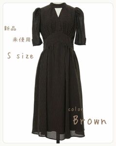 新品　未使用　Striped midi dress Brown sizeS