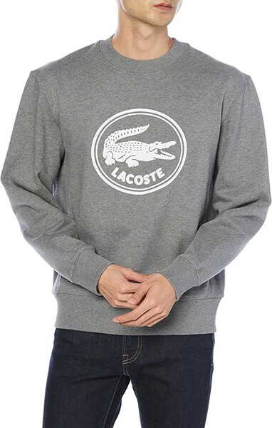 LACOSTE ラコステ ユニセックス3Dロゴオーガニックコットンスウェットシャツ トレーナー　色:グレー Sサイズ