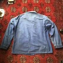 【VINTAGE】1940’s フランス製 コットンツイルブルーインクワークジャケット 刺繍タグ ヴィンテージ 30s 40s 50s 60s_画像5