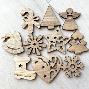 ウッドパーツ クリスマス 透かしパーツ 10個セット