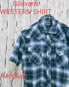 ★送料無料★ Gilevans ジルエバンス ウエスタンシャツ チェックシャツ 柄シャツ 半袖 Medium