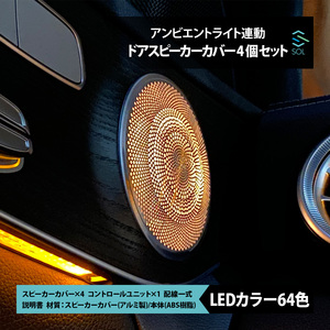 メルセデスベンツ GLCクラス X253 C253 後期用 アンビエントライト連動 ドアスピーカーカバー 純正交換タイプ LEDカラー64色 1台分