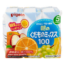 ピジョン 紙パックベビー飲料 朝のくだものミックス100 125mL×3個パック_画像2