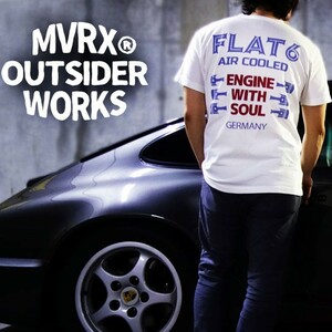 Tシャツ XXL 半袖 メンズ 車 エンジン MVRX ブランド FLAT6 モデル / ホワイト