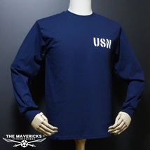 ミリタリー 長袖 Tシャツ S メンズ MAVEVICKS ブランド 綿100% NAVY 米海軍 黒猫 ネイビー_画像4