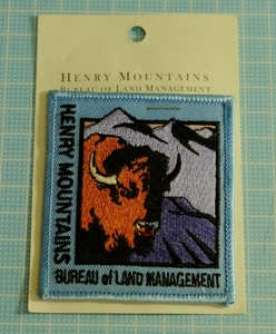 ワッペン 刺繍 ヘンリー マウンテンズ 山脈 Henry Mountains Bureau of Land Management 山地管理局 ユタ州 アメリカ バイソン USA 合衆国