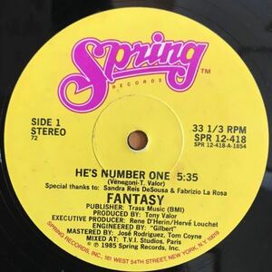 【オリジナルUS盤】Fantasy / He’s Number One 12インチ レコード 新宿系 ハイエナジー ユーロビート HI-NRG EUROBEAT