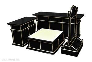 【寺院仏具】黒塗り　ケイ台付　新型3.5尺二重密壇(登高座)４点セット　国内自社工場で製作　(受注生産品)（商品番号10034k)
