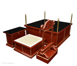 【寺院仏具】朱塗り 3.5尺 新型大壇 大壇・護摩壇 ケイ台付(磬台)タイプ 国内自社工場制作の高級木製仏具(受注生産品)(商品番号11151s）