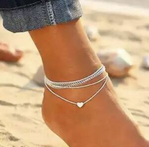  new goods stylish Heart. anklet * silver color 