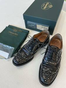 ◇Church's（チャーチ）　BURWOOD MET　バーウッド メット　スタッズ　ウイングチップ　定番　黒　ブラック　BLACK 　匿名配送　送料無料◇