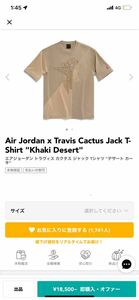 【新品未使用】Lサイズ　エアジョーダン トラヴィス カクタス ジャック Tシャツ "デザート カーキ