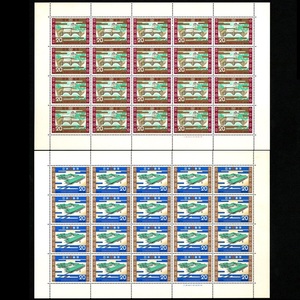 郵便切手シート 「昭和大婚50年記念」(二重橋)(宮殿) 各1シート計2シート 1974年 Stamps Imperial Golden Wedding