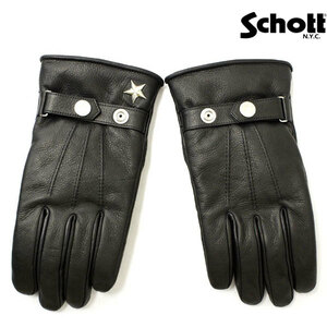 Schott ( Schott ) 4970002 ONESTAR WINTER GLOVE SHORT one Star winter кожа перчатка Short сделано в Японии 10BLACK M