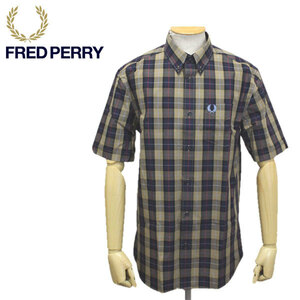 FRED PERRY (フレッドペリー) M1577 CHECK SHORT SLEEVE SHIRT チェック 半袖シャツ FP446 608 NAVY XS