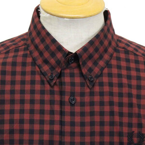 FRED PERRY ( Fred Perry ) M8561 2 COLOUR GINGHAM SHIRT 2 color silver chewing gum shirt FP375 122PORT XS