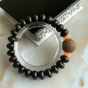  ebony tree +. tree (hikyuu sculpture )* bracele * natural tree * beads *..* tree .* man and woman use * wrapping sack attaching * in present .11BR90708