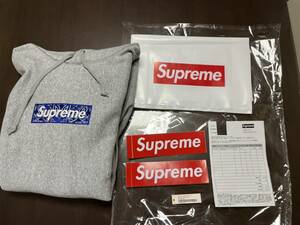 オンライン購入　美品　19FW SUPREME BANDANA BOX LOGO HOODED SWEATSHIRT 灰　L　グレー Heather Grey Burberry tiffany ボックスロゴ