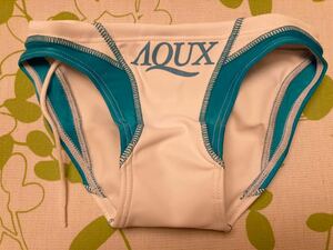 未使用品レターパックライト込AQUXアックスホワイトブルー切り替え競パンSSサイズ競泳水着