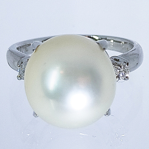  south . White Butterfly pearl 12mm both arm natural diamond platinum Pt900 ring ring lady's new goods free shipping 