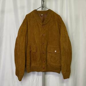 90s MEUCCI ヌバック レザー ボンバー ジャケット 54 L-XL ビッグサイズ A-1 バルスター ブルゾン 80s 00s 古着 オールド ビンテージ