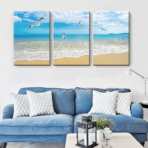 Art hand Auction Ensemble de 3 tissus bord de mer, plage, sable, intérieur, photo, panneau artistique populaire, 30x40cm, cadeau, livraison gratuite, Ouvrages d'art, Peinture, autres