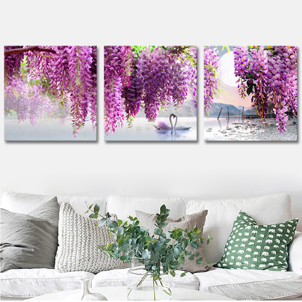 3 그림 세트 인테리어 패브릭 그림 식물 꽃 하나 인기 40x40cm 벽걸이 아트 패널 거실 선물 무료 배송, 삽화, 그림, 다른 사람