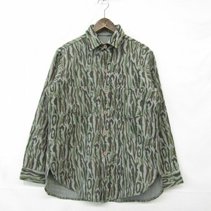 USA製 70s 80s サイズ M Vintage ハンティング ウール シャツ 長袖 迷彩 カモ 総柄 古着 ビンテージ 2S1412
