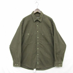  big size XL Timberland car mo Across shirt 2 pocket one Point olive green Timberland old clothes Vintage 2S2385