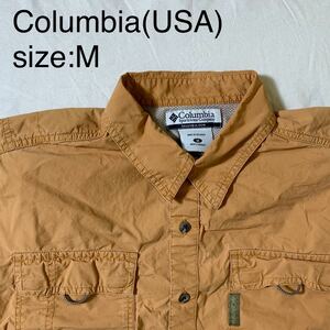 Columbia(USA)ビンテージフィッシングシャツ　オレンジ　M