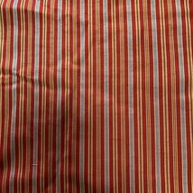 正絹　着物ハギレ　約36×88 濃い赤×橙黒水色　縦縞　はぎれ_画像1