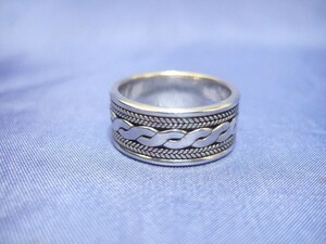 横浜最新 シルバー925SILVER銀リング♪魅惑の編目模様 17号 8g メンズレディース 送料220円指輪A42a併