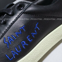 SAINT LAURENT PARIS サンローランパリ2018AW SL/06 MOON PLUSムーン プラス刺繍ロゴ レザー ローカット スニーカー36ブラック ブルー_画像3