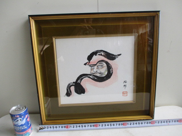 ★Ink painting★Colored paper★Shoho★Daruma picture/Daruma picture★Handwritten★Inscription/sealed★Framed★Interior★Antique★, artwork, painting, Ink painting