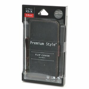 ▽402045 未開封品 PGA Premium Style iPhone XS X 用 フリップカバー 手帳型ケース PG-18XFP03BK クリックポスト198円 ブラック