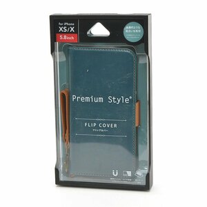 ▽401930 未開封品 PGA Premium Style iPhone XS X 用 フリップカバー 手帳型ケース PG-18XFP02BL クリックポスト198円 ブルー