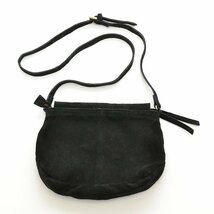 ◇428804 ZARA ザラ スウェードレザーポシェット ミニショルダーバッグ 牛革 レディース ブラック_画像2