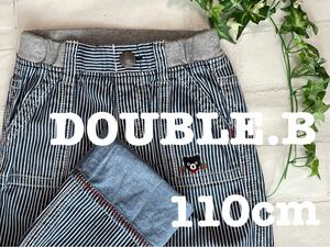 良好★定価9,500円★DOUBLE.B+110+ヒッコリー+薄手+ストライプ+デニム+105+100+ミキハウス +ダブルB