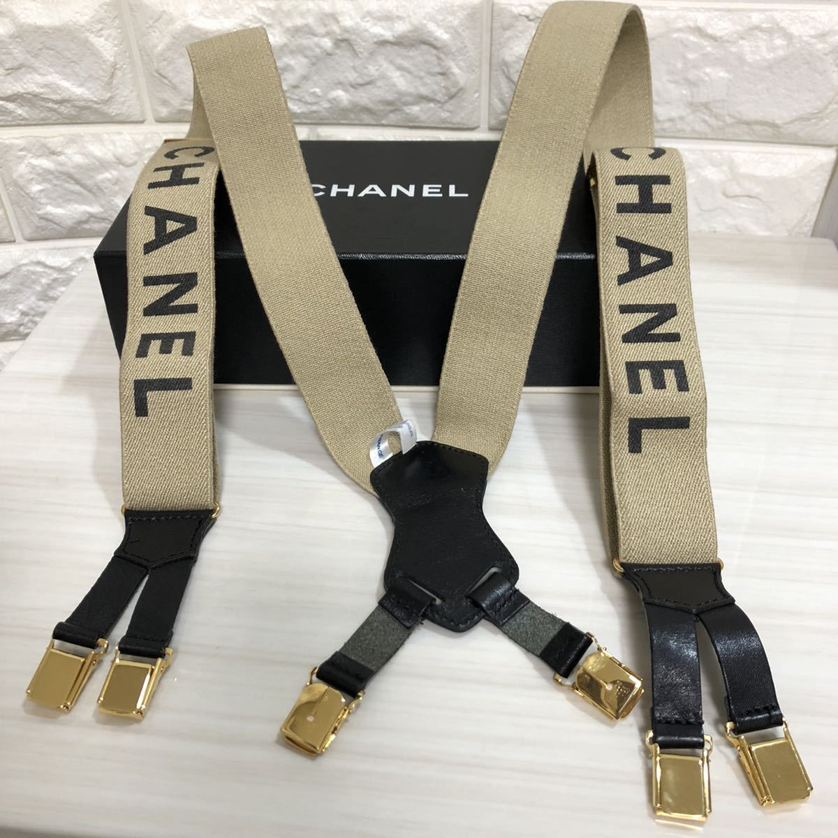 受注生産品】 CHANEL ビンテージ ベージュ シャネルサスペンダー