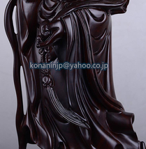 人気新作！木彫仏像 仏教美術 精密細工 木彫り　黒檀木 観音菩薩像　仏像　置物 高さ30cm_画像3