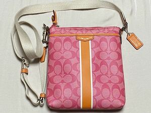  beautiful goods COACH Coach shoulder bag shoulder .. diagonal .. lady's signature pink orange 