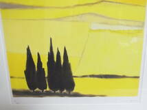 ♪o793s アンドレ・ヴィギュド 『黄色い村』 リトグラフ 石版画 直筆サイン有 ED.38/200 額W77×H91cm_画像3