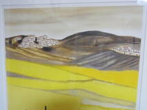 ♪o793s アンドレ・ヴィギュド 『黄色い村』 リトグラフ 石版画 直筆サイン有 ED.38/200 額W77×H91cm_画像2